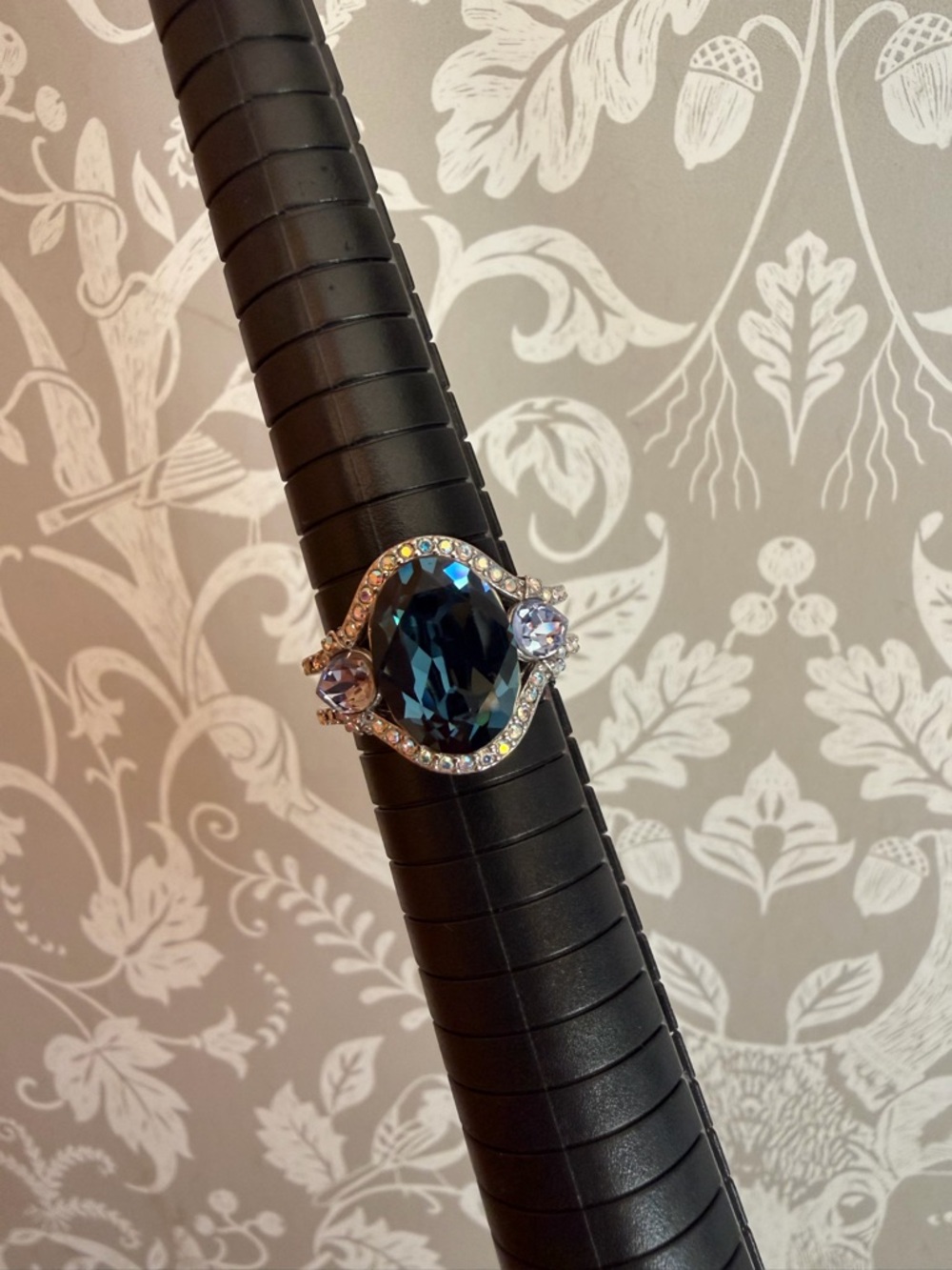 Ring Sterling Silver .925 w/ Blue, Purple & White Stones Size 8